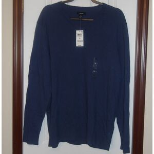 Alfani Men's‎ Navy Blue V-Neck Cotton Sweater Classic Casual Pullover Knit XL